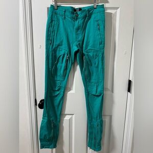 Tulones Currency Collectors Teal Green Cargo Biker Pants - Size 32